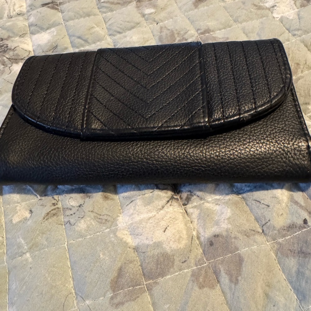 Black Leather Clutch Wallet